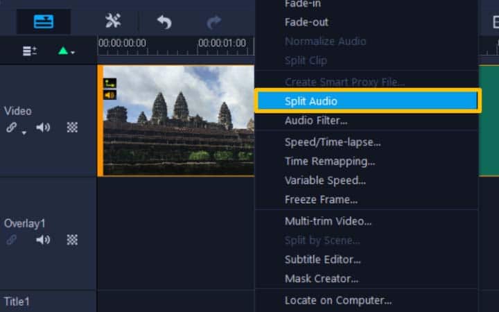 Rechtsklicken und „Audio trennen“ wählen